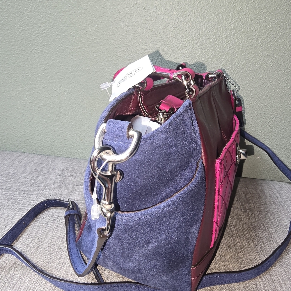 NWT Coach Colorblock Crossbody Burgundy Blue Pink Quilted Turnlock - Picture 3 of 6